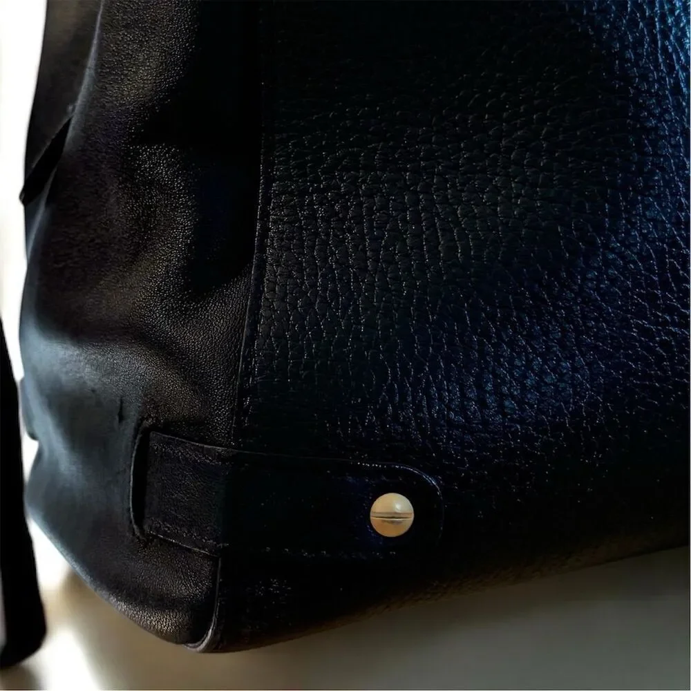 L.K. Bennett London Tt Julia Black Leather Satchel Gold Hardware Crossbody Bag